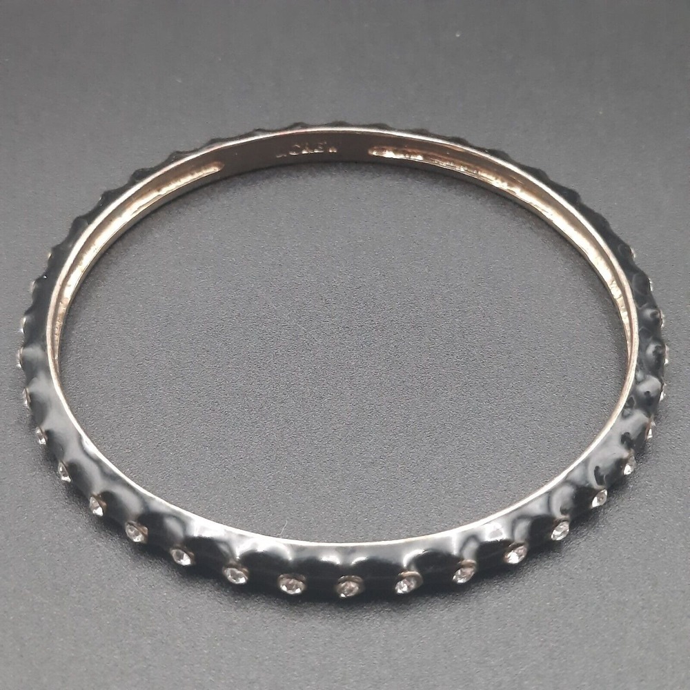 J. Crew Black Enamel Bangle‎ Bracelet With Rhinestones